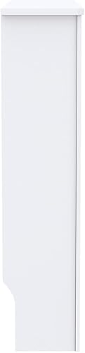Vista 63 de Estante rectangular moderno blanco del gabinete de la cubierta del radiador, 44.1"x7.5"x32.1", sala de estar, independiente