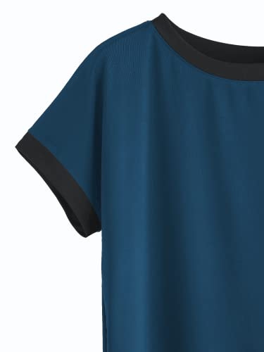 Image of Fabricorn Women's Short Sleeve Up and Down T-Shirt with Black Colour Rib