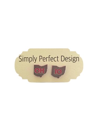 Simply Perfect Design: Handmade - Hypoallergenic Scarlet and Gray State of Ohio Stud