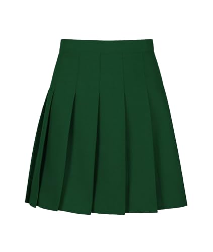 Women's Green Pleated Skirt High Waisted Mini Skirts with Built-in Shorts A-Line Skater Uniform Skirts Cosplay Skirt Size XL