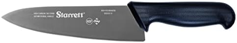 Starrett Professional Chefs Knife - BKB301-8 Wide Triangular 8" (200mm) Ultra Sharp Kitchen Knife With Long Lasting Blade - Black Handle Stainless Steel Chopping Cooking Knife
