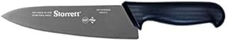 Starrett Professional Chefs Knife - BKB301-8 Wide Triangular 8" (200mm) Ultra Sharp Kitchen Knife With Long Lasting Blade - Black Handle Stainless Steel Chopping Cooking Knife