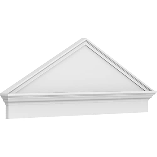 52"W x 19-7/8"H x 2-3/4"P (Pitch 6/12) Peaked Cap Smooth Architectural Grade PVC Combination Pediment