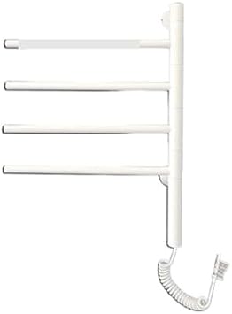 WiFi Electric Towel Rack 180 Rotating Towel Warmers Punch-Free Stainless Steel Heating Dryer Rack Bathroom Accessories White Standard 4rods