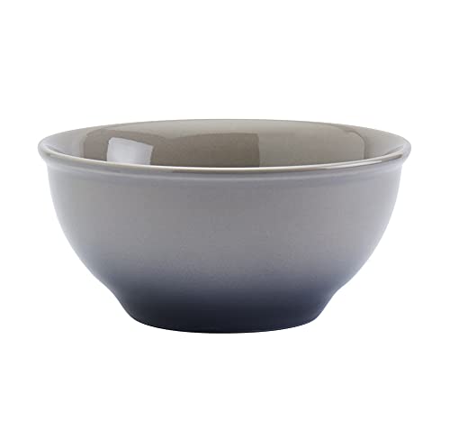 Mason Craft & More Festival Dinnerware Collection- Round Durable Stoneware Bold Colorful Ombre Glaze Plates Bowls, 12 Piece Festival Dinnerware Set in Shadow Grey - Thumbnail 5