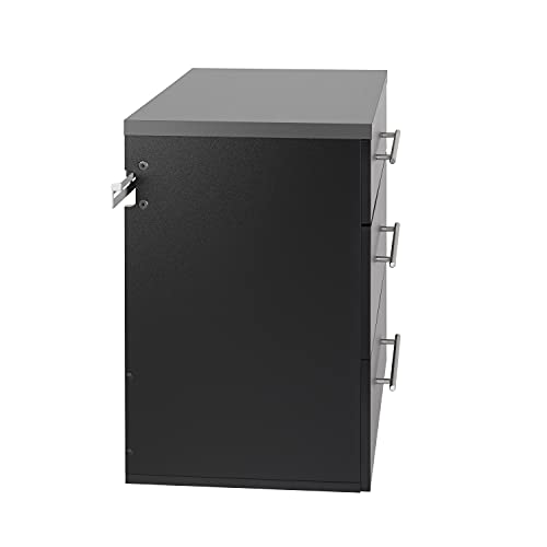 Image of Prepac HangUps 30'' Garage Storage Cabinet with 3 Drawers, Wood Wall Mount Pantry Cabinet, Wall Hanging Laundry Room Cupboard, Kitchen Pantry for Garage, Kitchen and Laundry Organization, Black