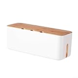 Couvercle en bois : le couvercle décoratif en bois se marie avec les meubles tandis que les petits trous permettent aux appareils de charger sans retirer la housse, préservant une apparence soignée derrière les téléviseurs, les bureaux et les consoles.