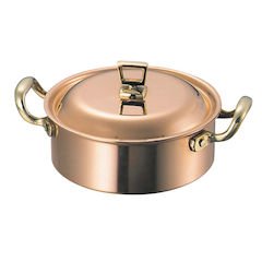 Amazon｜SW 銅 浅型 両手鍋(蓋付)18cm 0152000｜両手鍋 オンライン通販