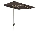 Maykoosh Mediterranean Magic Off-The-Wall Brella Half Umbrella in Durable Chocolate Canopy, Perfect Shade Solution for Small Decks Or Balconies, Measuring 9' Width