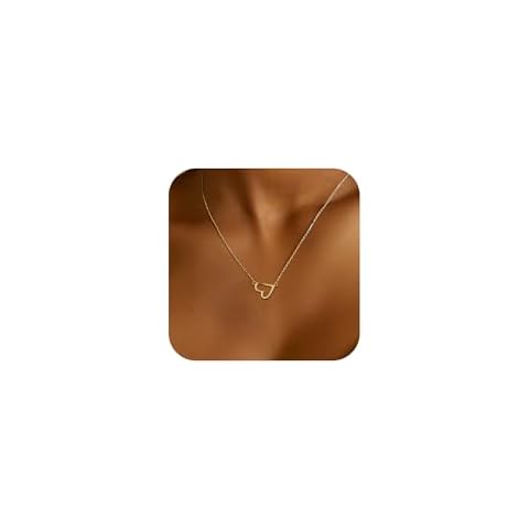 AIBELOPY Heart Necklaces for Women, 14k Gold Plated 925 Sterling Silver Heart Necklace Dainty Heart Pendant Necklaces for Women Mother Daughter Necklace Jewelry Valentines Day Gifts (Gold) Cover