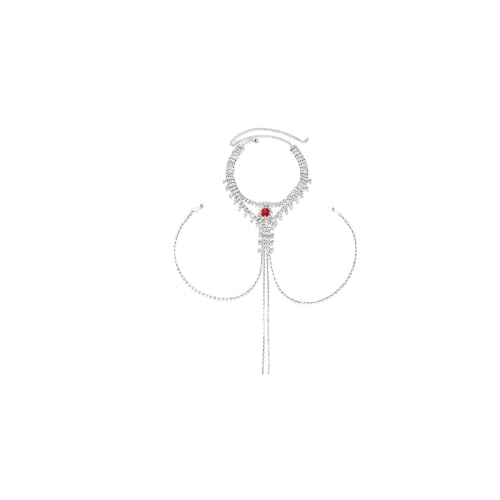 Rhinestone Red Stone Body Chain Non Piercing Nipple Chain Necklace Crystal Chest Chain Sexy Lingerie Nipple Jewelry Rave Body Jewelry for Women(Red Stone)