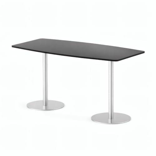 Image of Horison Industries Italia Poseur Style High Gloss Table with Writable Top | Modern MFC Writeable Wipe Clean Surface, Brushed Stainless Steel Meeting Room, Boardroom Table - 2400x1200x1145mm