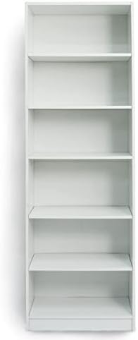 BuildRapido 6 Tier Tall Adjustable Bookcase Easy Video Assembly Strong Wooden Furniture Unit, White