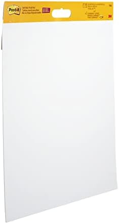 Post-it Super Sticky Self Stick Wall Pad Meeting Chart, 566, White, 58.4 cm x 50.8 cm 20 Sheets, 2 Pads/pack + 8 Command strips