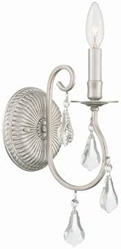 Ashton 1 Light Hand Cut Crystal Olde Silver Sconce