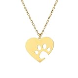 NINMQCFVG Collar con huella de pata de perro en forma de corazón para mujeres, colgante delicado para mascotas y regalo de joyería de animales