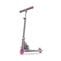 Jetson Scooters - Leo Kick Scooter (Pink) - Collapsible Portable Kids Push Scooter - Lightweight Folding Design with High Visibility RGB Light Up LEDs Wheels and Adjustable Height Handlebars