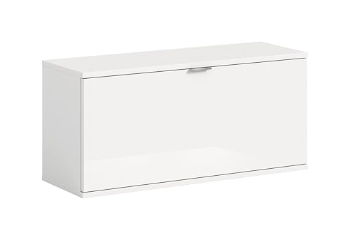 xonox.home - Sitzbank/Kommode Projekt X 92x42x32 cm in weiß und weiß Hochglanz - Sideboard Highboard Anrichte Beischrank Schrank - funktional und Pflegeleichte Oberfläche