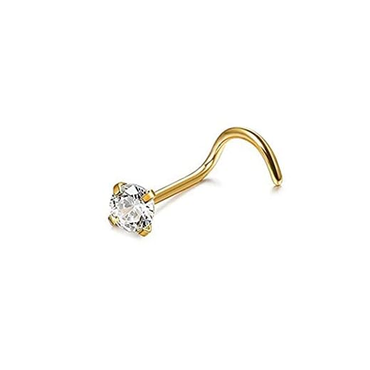 DABOURANG argollas para la Nariz 2 PCS 20G Piercings Nostril Crystal Piercing Nared Stud Steal Steel Star Star Anillos Piercing Joyería joyería de la Nariz (Color : Gold-Color, Size : Einheitsgröße)