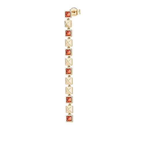 Boucle d'oreille longue femme argent plaqué or jaune avec zircones Cubica