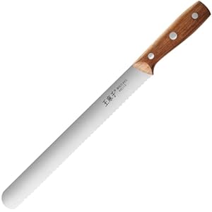 Serrated Bread Knife, Upgraded Stainless Steel Razor-sharp Wavy Edge Ergonomic Comfortable Wooden Handle, Over 300 Years of Brand(11inch, Silver)