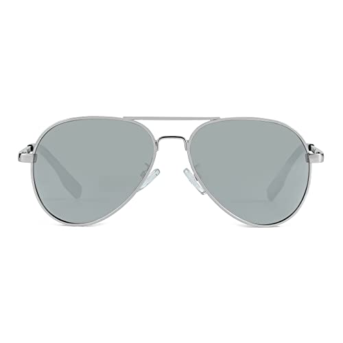 JOVAKIT Kids Small Polarized Aviator Sunglfor Girls and Boys Age 4-16 (Silver/ Silver Mirror)