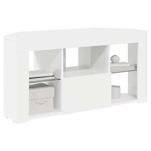 vidaXL Corner LED TV Cabinet High gloss White 104 x 40 x 50 cm, Contemporary Tv Stand, Modern Storage, Durable Entertainment Center, Minimalistic Unit, Corner Cabinet, Living Room Console