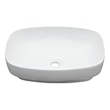 Lordear Vessel Sink Bathroom Semi Recessed Sinks 20 x 15 Inch Oval White Ceramic Vessel Sinks Modern Vanity Sink Bath Wash Bowl Above Counter Basin