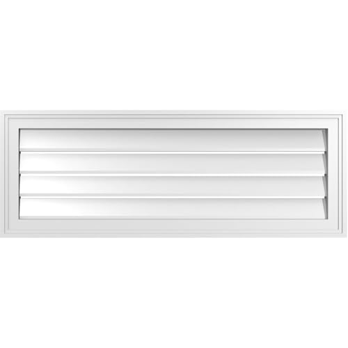38"W x 14"H Rectangle Surface Mount PVC Gable Vent: Functional, w/ 1-1/2" x 2" Brickmould Frame