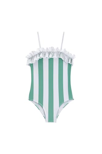 Image of LIZENS Girls Swimwear One Piece Striped 2-12Years Ruffle Trim Flounce Beach Bathing Suit for Kids