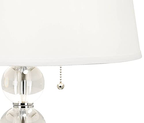 Vienna Full Spectrum Modern Glam Table Lamp 26 1/2" High Stacked Clear Crystal Spheres Glass White Tapered Drum Shade Decor For Bedroom Living Room House Home Bedside Nightstand Office Family #TOP4