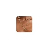 Bvuem Gold Layered Necklace for Women, Stackable 14k Gold Plated Choker Necklaces Trendy Dainty Layering Circle Pendant Chain Necklace Set Stack Fashion Jewelry