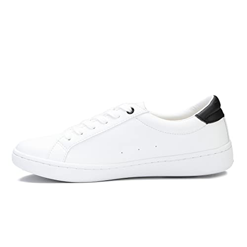 Honghaier Non Slip White Shoes For Women Microfiber Leather Fashion Sneakers Comfortable Womens Walking Shoes With Memory Foam Whitebk 8 #TOP3