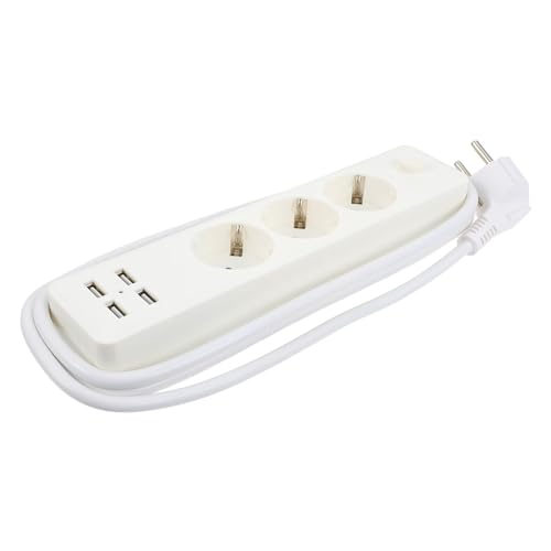 MUELODSIC Prese Multiple Elettriche Porte Usb Presa Di Prolunga Multifunzionale Spina Ue Per Casa Ufficio e Dormitorio Universitario Protezione Multipla Materiale Resistente