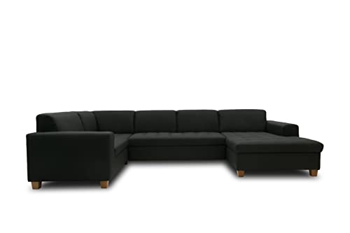 DOMO. collection Wohnlandschaft Sugar, Sofa, Couch, Longchair rechts, Moderne U-Form, 162 x 333 x 199 cm, anthrazit