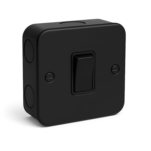 Matt Black Metal Clad Socket & Switch Range – Modern Industrial Finish | Durable, Stylish, Ideal for Home & Commercial Use (1 Gang 2 Way Switch)