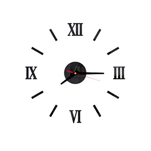 LIFKOME Large 3D DIY Wall Clock Frameless Wall Clock Big Roman Numerals Clock Giant Mirror Wall Clock for Living Room Bedroom Wall Home Decorations