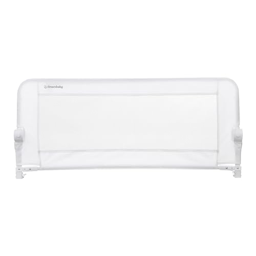 Dreambaby Maggie, sponda di protezione per letto per bambini, pieghevole e portatile, adatta per reti da incasso e piatte fino a materassi queen size, 110 cm di larghezza x 50 cm di altezza, bianco