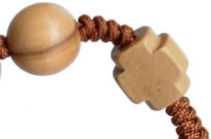 Sine Cera Olive Wood 5 Decade Catholic Rosary, Laser Cut Crucifix and Doube-sided Laser Engraved Centerpiece, Durable Corded Design 19" Length, Smooth 10mm Beads - Image 5