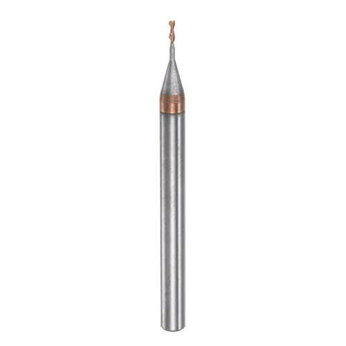 HARFINGTON Square Nose End Mill 4mm Shank 1mm x 6mm Titanium Coated Solid Carbide Long Reach Extended Neck 2 Flutes CNC Router Bit Milling Cutter for Stainless Steel Alloy Hardened Steel