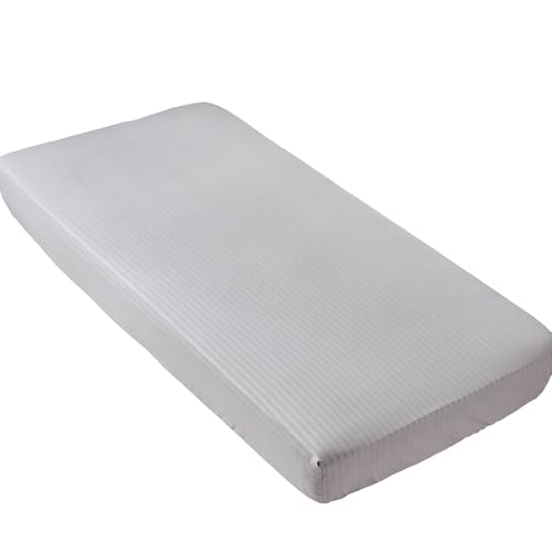 Kingnex Striped Cot Size 30x75 Fitted Sheet for RV Bunk Narrow Twin Bed Soft Brushed 1800 Microfiber Fitted Sheet Only 1 Pack Grey