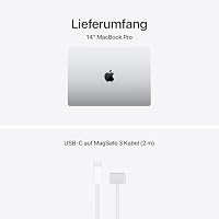 Apple MacBook Pro 14,2" Laptop mit M5 Chip mit 10-Core CPU und 10-Core GPU: Liquid Retina XDR Display, 24GB gemeinsamer Arbeitsspeicher, 1TB SSD Speicher; Silber; Apple 96W USB‑C Power Adapter ​​​​​​ – Ansicht 6