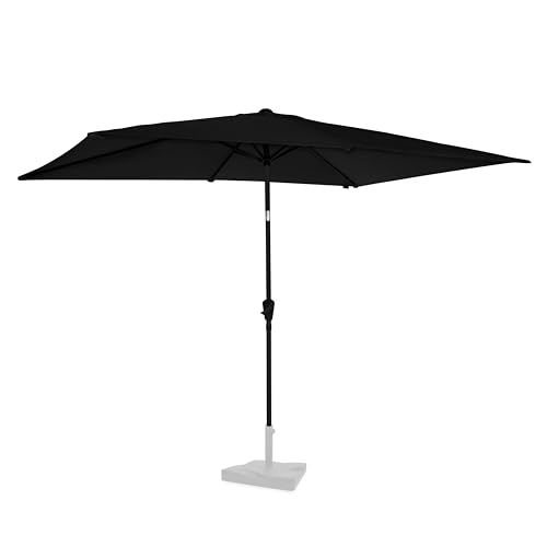 VONROC Parasol de Jardin Extérieur Rapallo 200x300cm Noir - Parasol Rectangulaire Inclinable en Toile Protection Solaire UPF 50+ - Manivelle Anti Retour, Housse de Protection Incluse