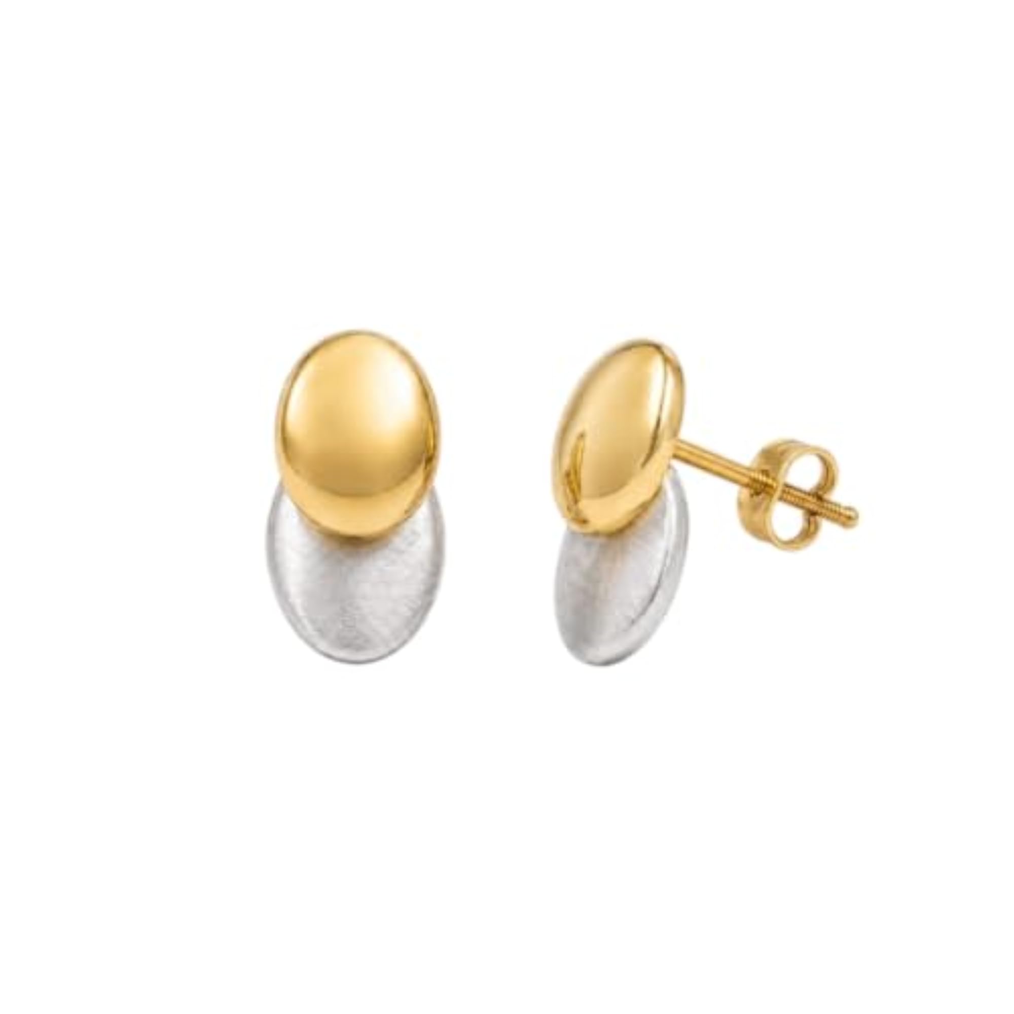 Women's Gold & Silver Toned Two-Tone Oval Stud Earrings
