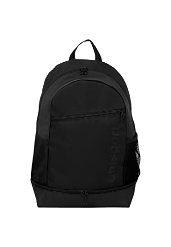 uhlsport Unisex Essential Backpack Outdoor Indoor Sports Hiking Fitness Gym Football Handball Cycling, Black, standard size