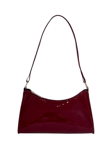 COZYEASE Women's Shiny Patent Leather Shoulder Bag Zipper Top Handle Purse Handbags Trendy Evening Bag