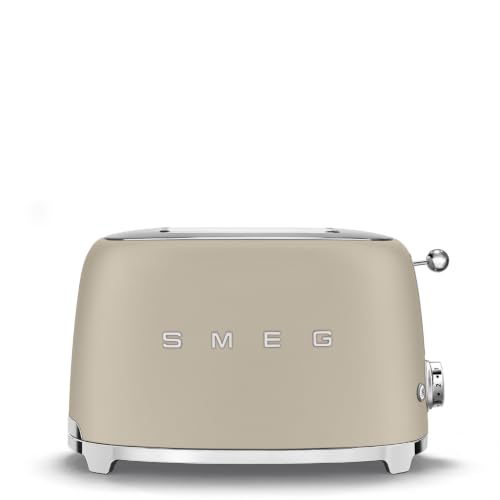 Smeg, Tostadora de 2 rebanadas TSF01MLMEU, 2 ranuras 36 mm, 6 niveles de bruñido, función calefacción, descongelación y bagel, expulsión automática del pan, recogida de migas, 950 W, Moonlight