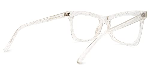 Image of Zeelool Stylish TR90 Oversized Butterfly Glasses with Non-prescription Clear Lens for Women Yaritza OT006813-02 Crystal