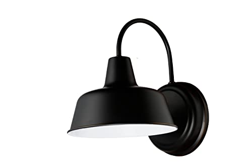 Image of Design House Mason Farmhouse Gooseneck Barn Light, Outdoor Exterior Porch or Patio Wall Light Fixture, Oil Rubbed Bronze, 8 Inch Diameter, 1-Pack, 519504 | Wall Mount, Modern Farmhouse, Steel, Lighting, 519504