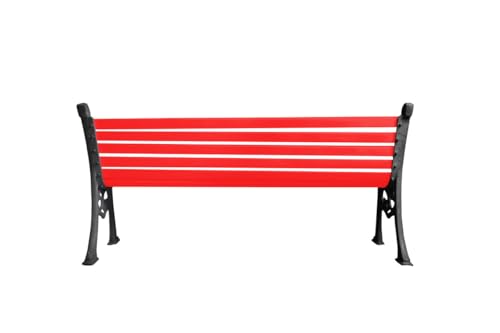 Image of Amazon Brand - Solimo Cast Iron 3 Seater Garden Bench | Durable Outdoor Park Bench for Balcony Patio Terrace, Living Room | Ideal Indoor and Outdoor Seating Furniture (Red)